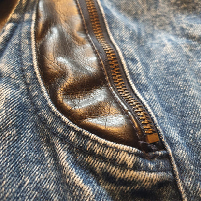 80's Warm Denim Leather Jacket S-M