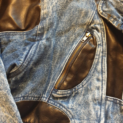 80's Warm Denim Leather Jacket S-M