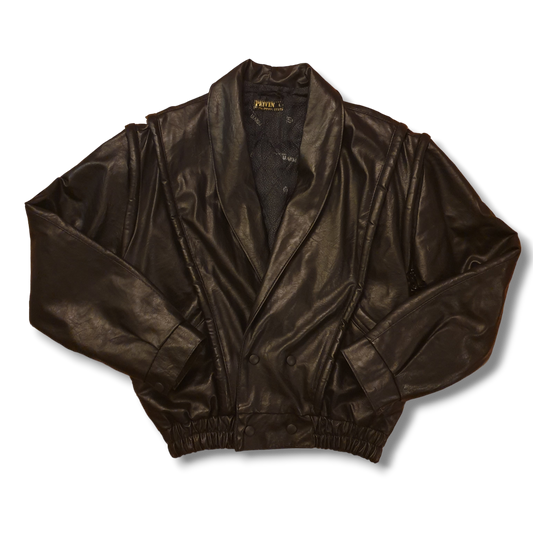 Vintage Leather Bomber Jacket L