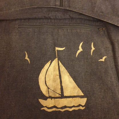 Sailing Ship Light Denim Jacket L