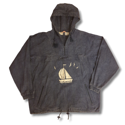 Sailing Ship Light Denim Jacket L